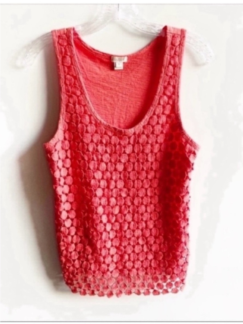 J. Crew Factory tank top orange circle crochet front